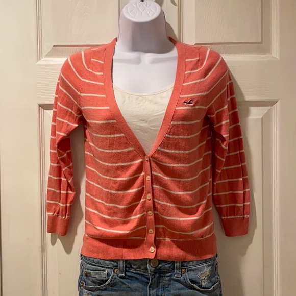 Hollister cardigan pink and white stripe button up - Picture 12 of 12